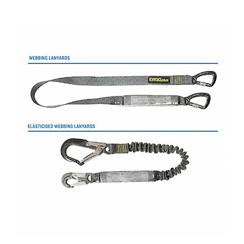 Twin Tail Elastic Lanyard ERGO PLUS with scaff hooks